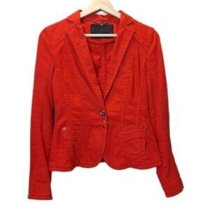 MARC CAIN Blazer Jacket 100% Cotton Red Sz 4 (N1)